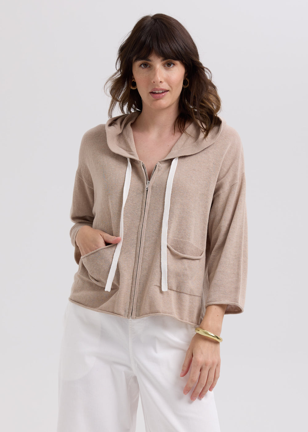 LD & Co. - Linen Hoodie - Taupe (LC7765)