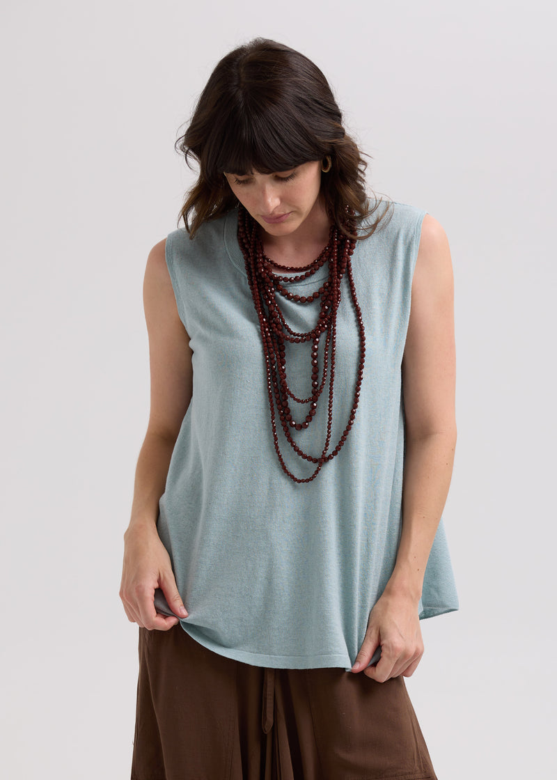 LD & Co. - Linen A-Line Top - Light Cyan (LC7766)
