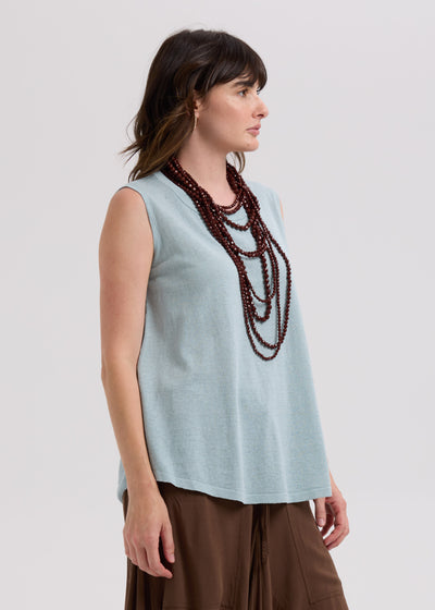 LD & Co. - Linen A-Line Top - Light Cyan (LC7766)