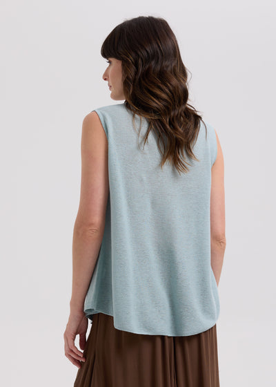 LD & Co. - Linen A-Line Top - Light Cyan (LC7766)