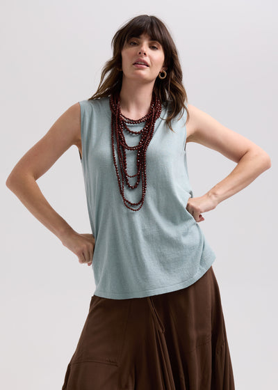 LD & Co. - Linen A-Line Top - Light Cyan (LC7766)