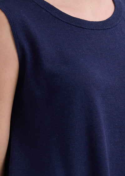 LD & Co. - Linen A-Line Top - Marine (LC7766)