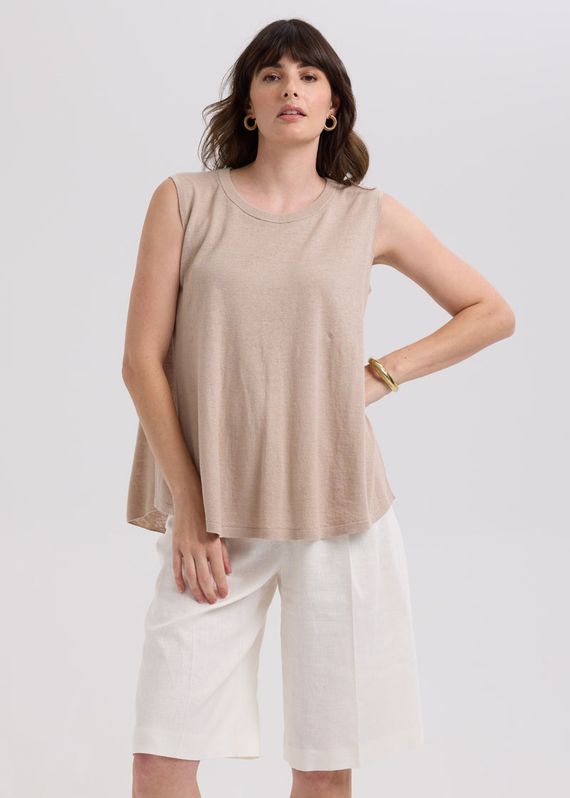 LD & Co. - Linen A-Line Top - Taupe (LC7766)