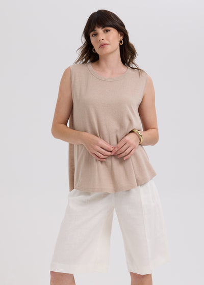 LD & Co. - Linen A-Line Top - Taupe (LC7766)
