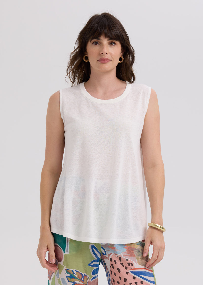 LD & Co. - Linen A-Line Top - White (LC7766)