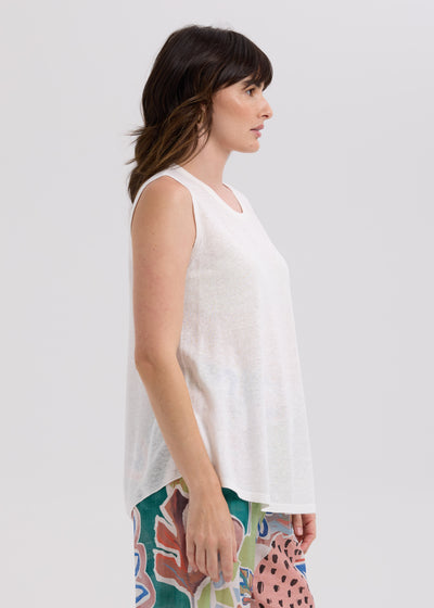 LD & Co. - Linen A-Line Top - White (LC7766)
