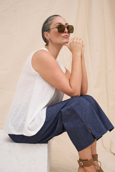 LD & Co. - Linen A-Line Top - White (LC7766)