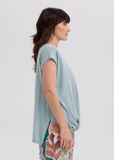 LD & Co. - Linen Drape Top - Light Cyan (LC7767)