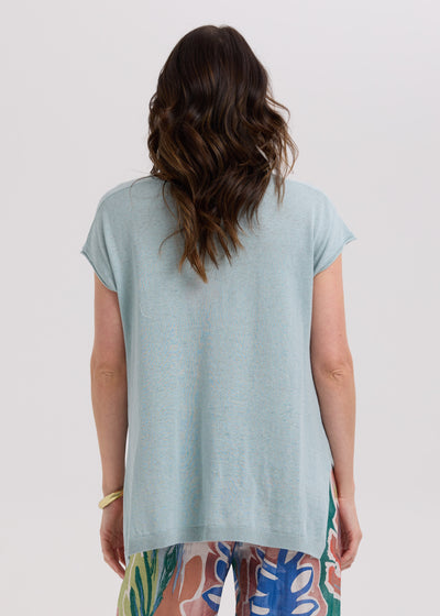 LD & Co. - Linen Drape Top - Light Cyan (LC7767)