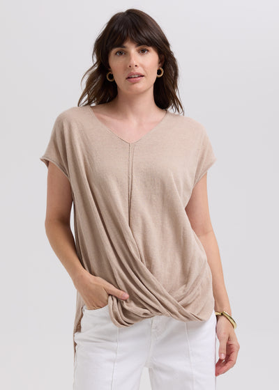LD & Co. - Linen Drape Top - Taupe (LC7767)