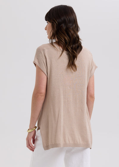 LD & Co. - Linen Drape Top - Taupe (LC7767)