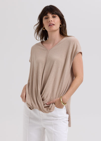 LD & Co. - Linen Drape Top - Taupe (LC7767)