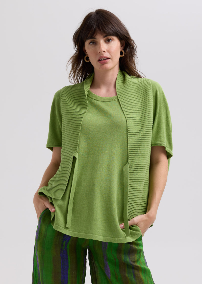 LD & Co - Linen Tie Cardigan - Leaf (LC7768)