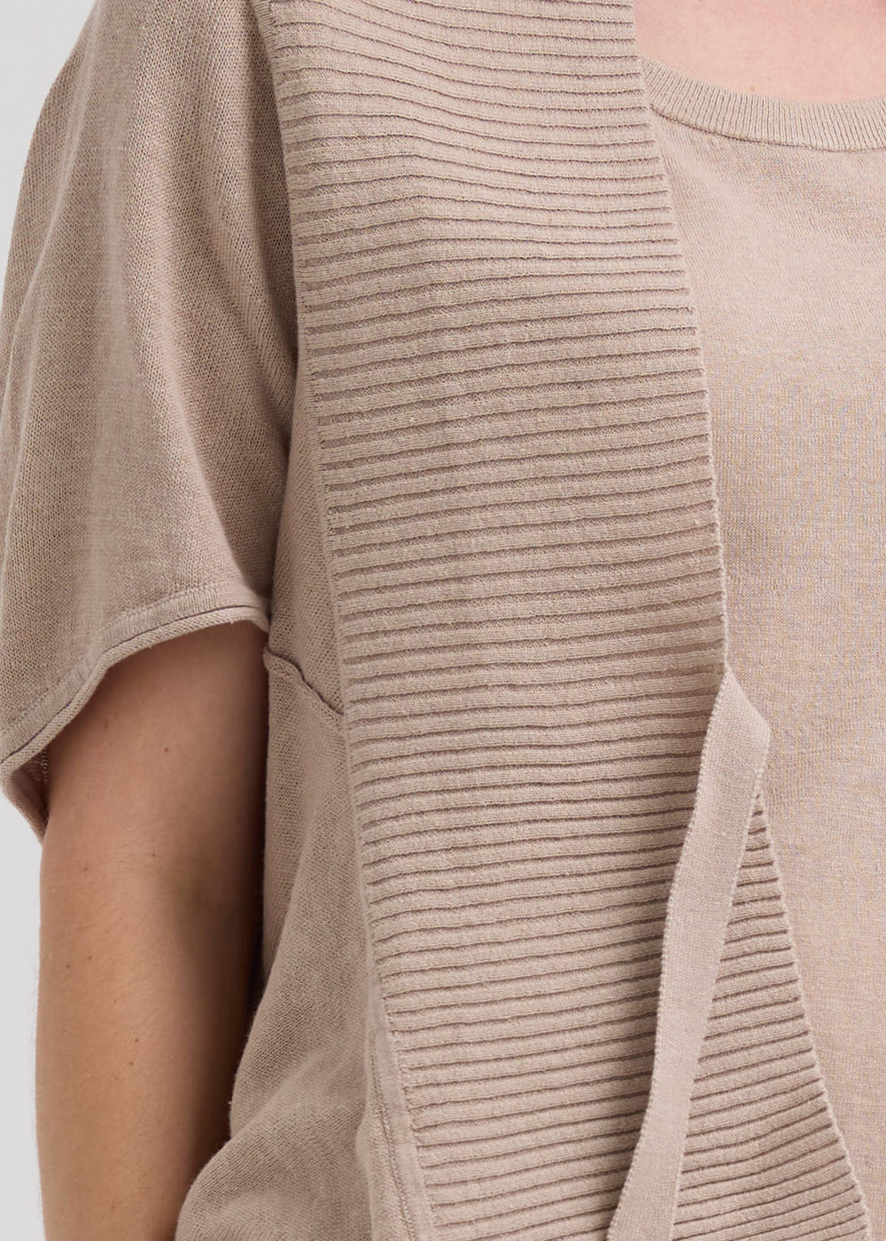 LD & Co - Linen Tie Cardigan - Taupe (LC7768)