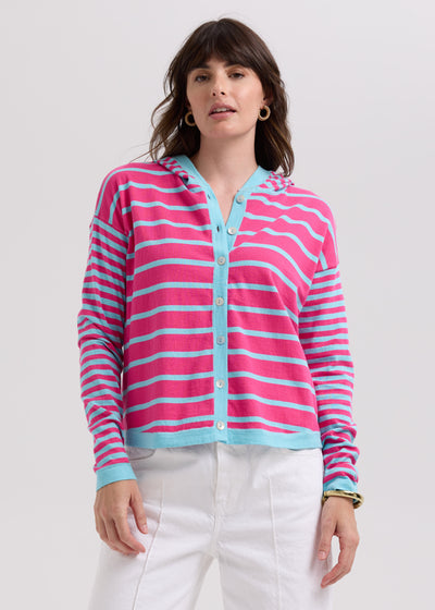 LD & Co. - Multi Stripe Hoodie - Light Aqua (LC7776)