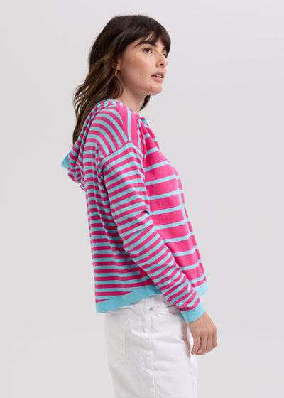 LD & Co. - Multi Stripe Hoodie - Light Aqua (LC7776)