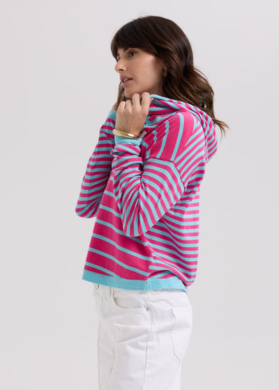 LD & Co. - Multi Stripe Hoodie - Light Aqua (LC7776)