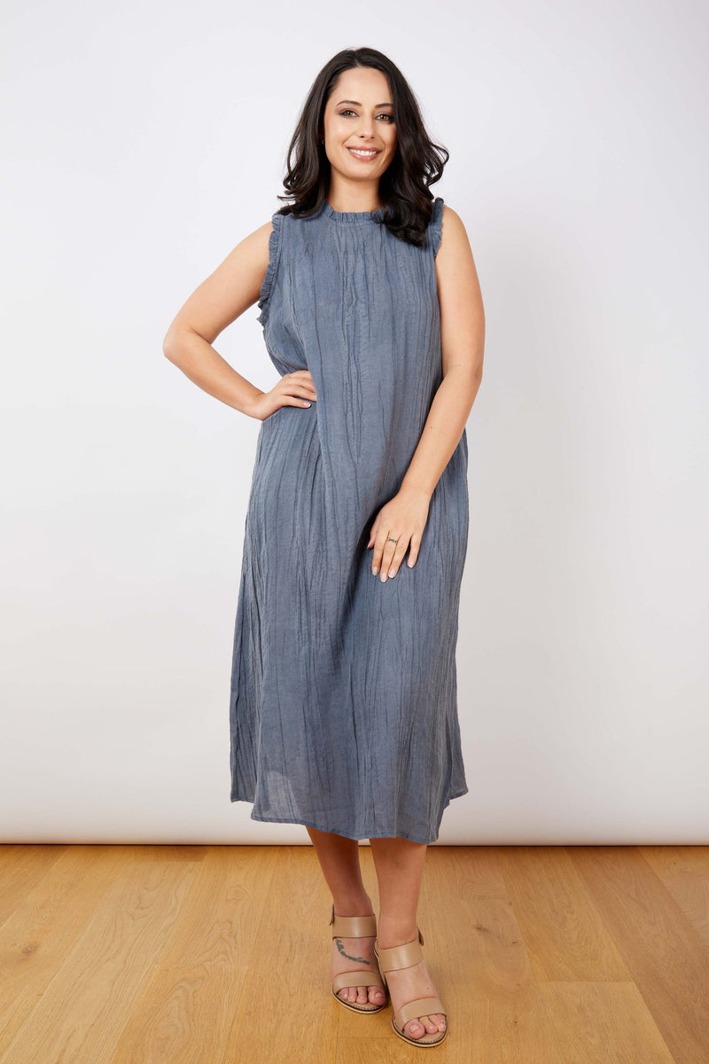 JJ Sisters - Cotton Linen Dress - Slate - LL126