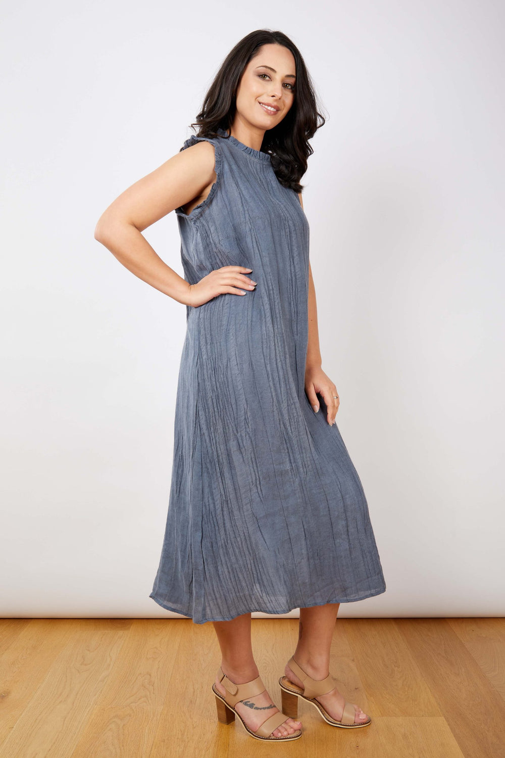 JJ Sisters - Cotton Linen Dress - Slate - LL126