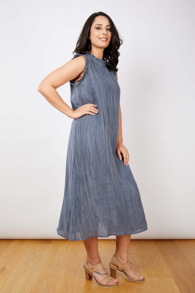 JJ Sisters - Cotton Linen Dress - Slate - LL126