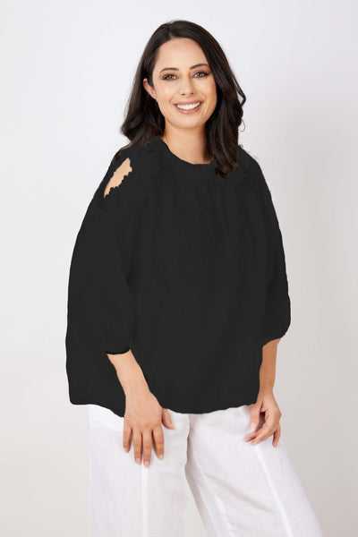 JJ Sisters - Opened shoulders top - LL75 Black
