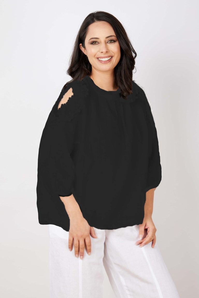 JJ Sisters - Opened shoulders top - LL75 Black