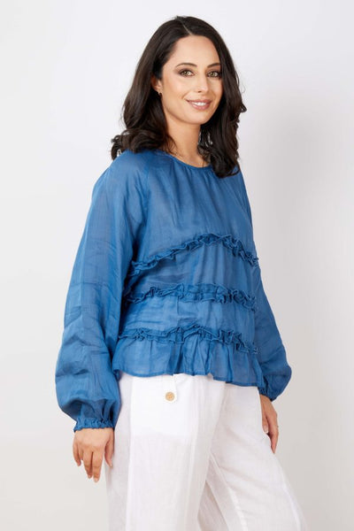 JJ Sisters - Ruffle Detail Top - Petrol