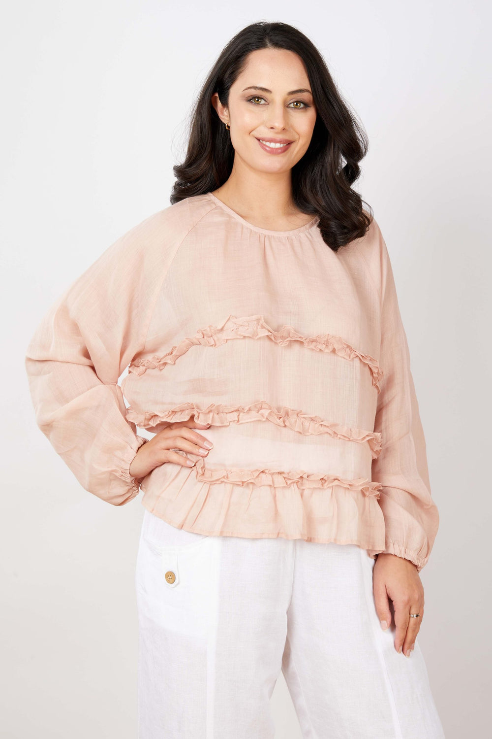 JJ Sisters - Silk Linen Top - Pink - LL77