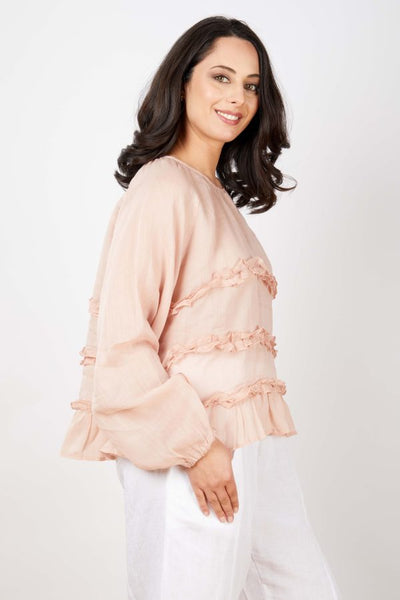 JJ Sisters - Silk Linen Top - Pink - LL77