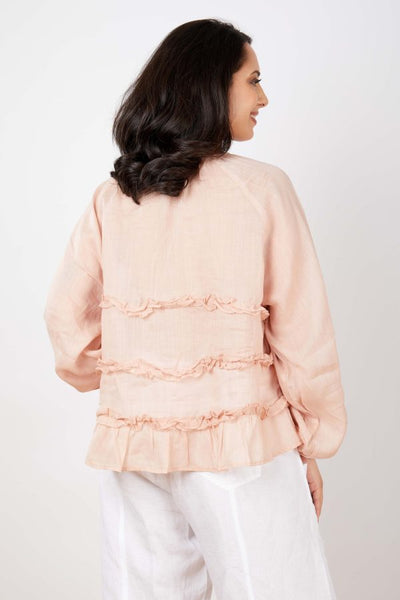 JJ Sisters - Silk Linen Top - Pink - LL77