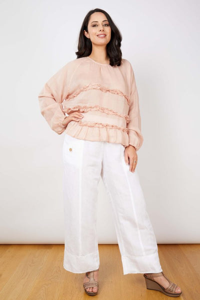JJ Sisters - Silk Linen Top - Pink - LL77