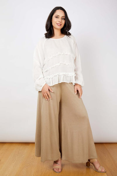 JJ Sisters - Ruffle Detail Top - White