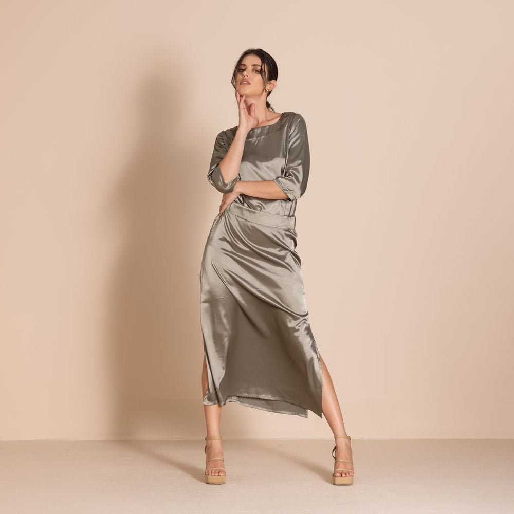Megan Salmon - Lola Maxi Skirt - Sage - M7613