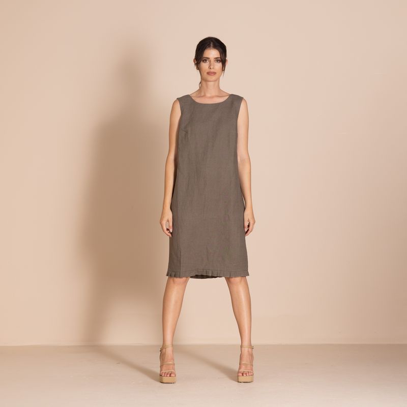 Megan Salmon - Lulu Pleat Shift - Khaki - M8611