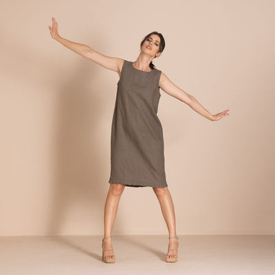 Megan Salmon - Lulu Pleat Shift - Khaki - M8611