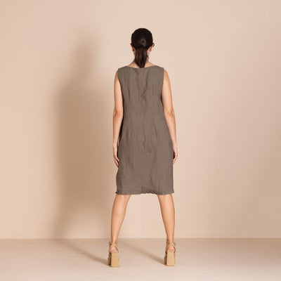 Megan Salmon - Lulu Pleat Shift - Khaki - M8611