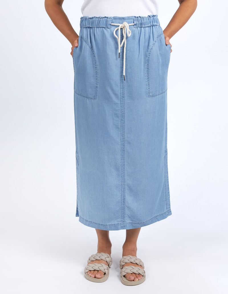 Elm - Penny Utility Skirt - Mid Blue Wash