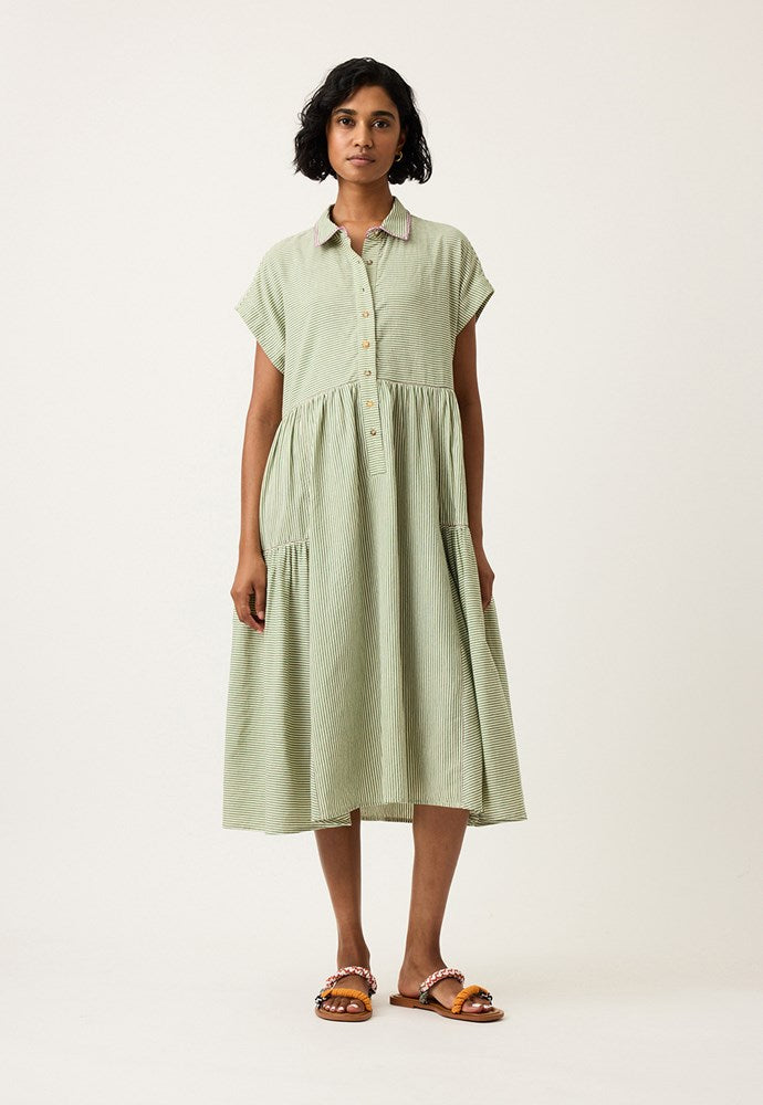 Nancybird- Maja Dress - Green Stripe - S26-A59GS