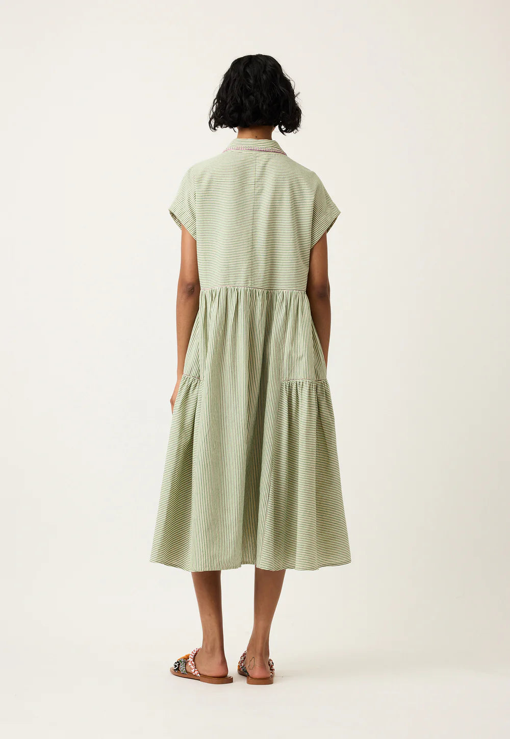 Nancybird- Maja Dress - Green Stripe - S26-A59GS