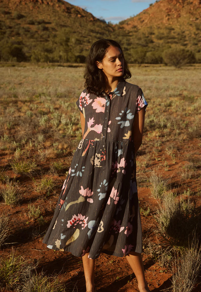 Nancybird - Maja Dress - Watercolour Charcoal - S26-A48CH