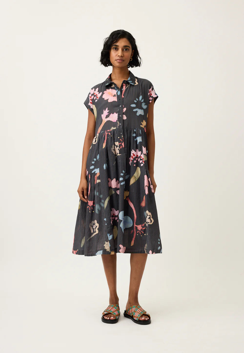 Nancybird - Maja Dress - Watercolour Charcoal - S26-A48CH