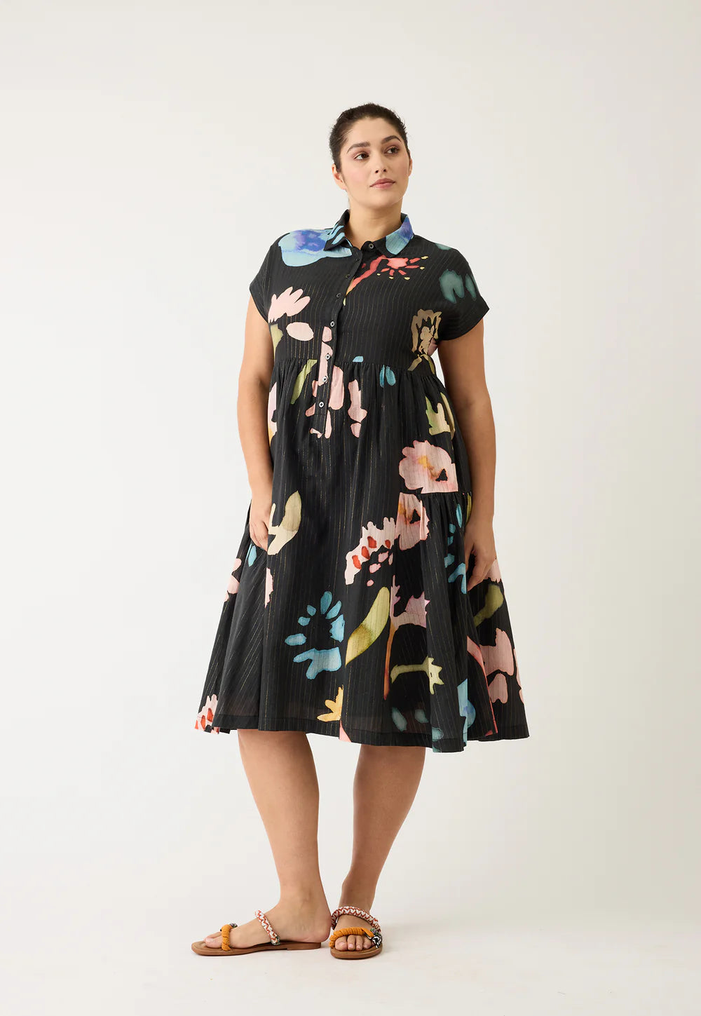 Nancybird - Maja Dress - Watercolour Charcoal - S26-A48CH