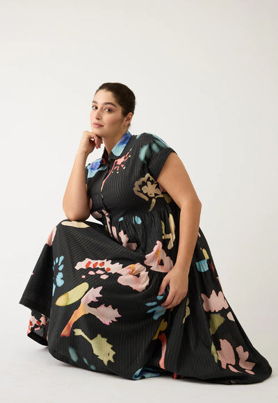 Nancybird - Maja Dress - Watercolour Charcoal - S26-A48CH
