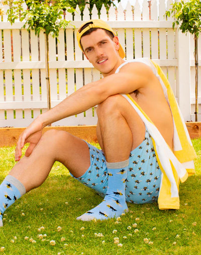 Pussyfoot - Mens Bumblebee Bamboo Sock | Blue