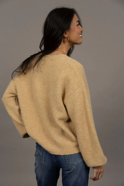 Humidity - Nouveau V Neck Jumper - Latte - HW26217