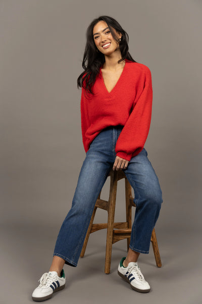 Humidity - Nouveau V Neck Jumper - Scarlett - HW26217