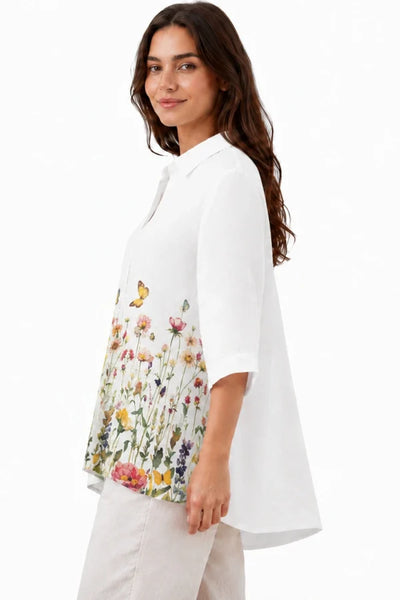 JJ Sisters - Flutter Shirt - White Floral
