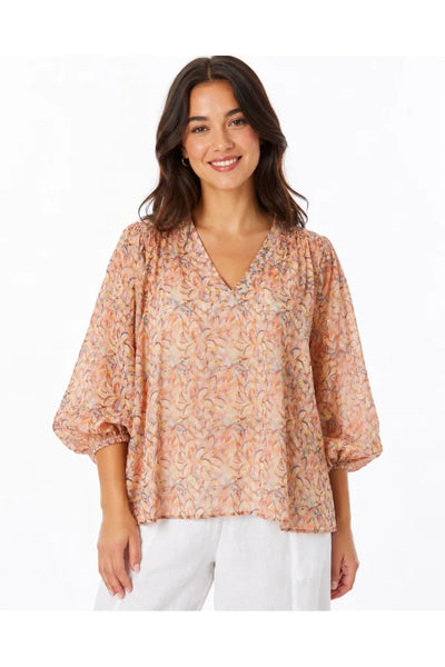JJ Sisters - Poppy Blouse - Peach Floral