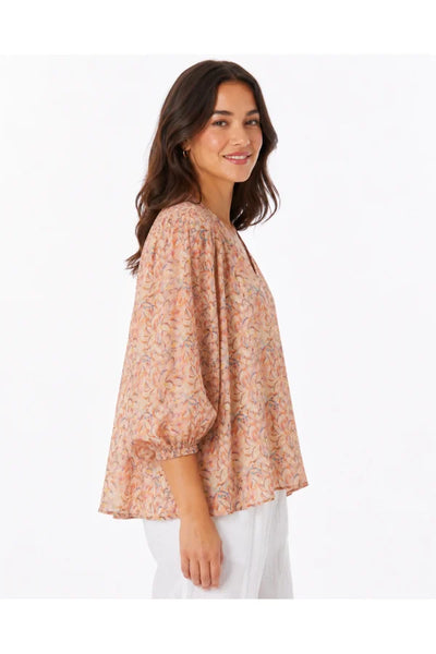 JJ Sisters - Poppy Blouse - Peach Floral