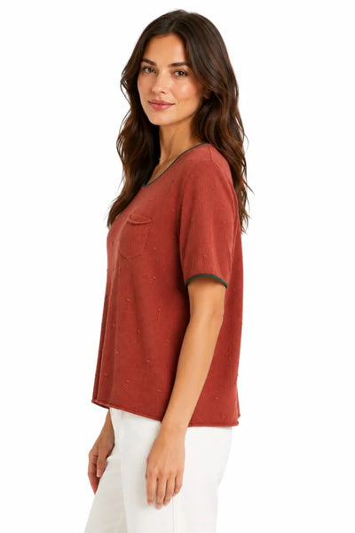 JJ Sisters - Textured Knit Top - Rust